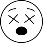 Aperçu du dessin émoji visage avec les yeux en croix à imprimer