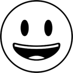 Aperçu du dessin émoji visage souriant avec de grands yeux à imprimer
