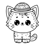 Aperçu du dessin chaton avec un chapeau à imprimer