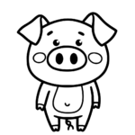 Aperçu du dessin cochon heureux à imprimer