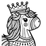 Aperçu du dessin cheval avec une couronne à imprimer