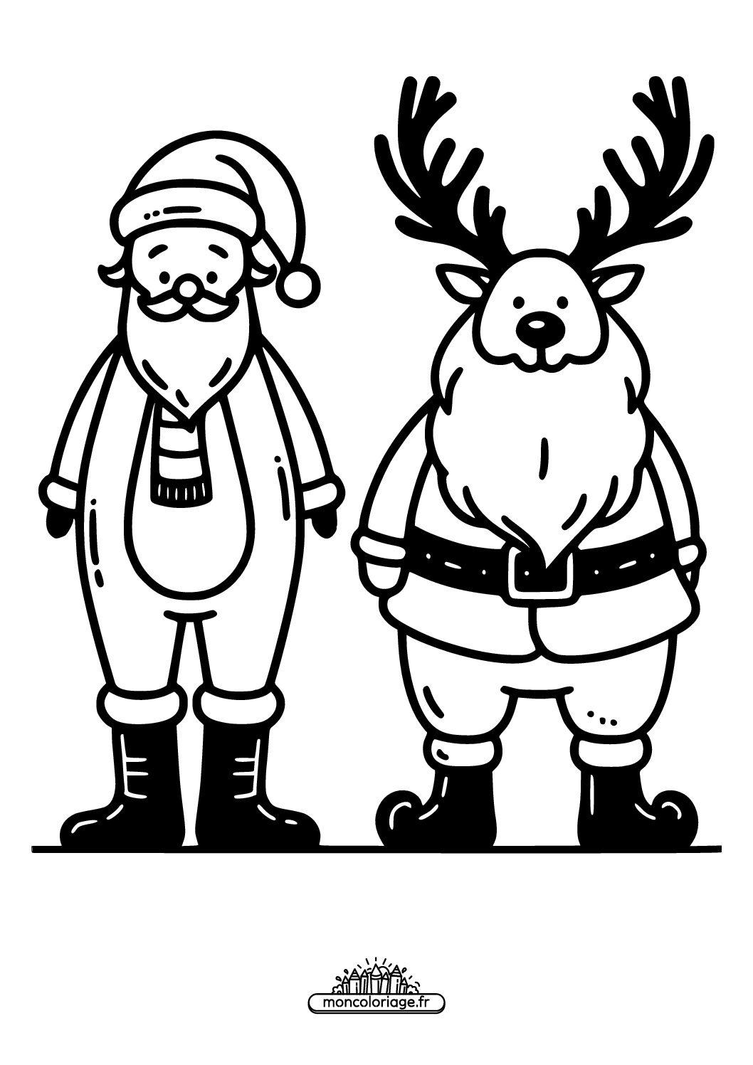 Père Noël avec ses rennes