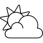 Aperçu du dessin émoji soleil derrière nuage à imprimer