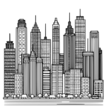 Aperçu du dessin horizon urbain à imprimer