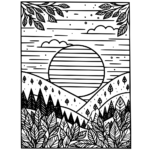 Aperçu du dessin coucher de soleil d’automne à imprimer
