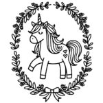 Aperçu du dessin licorne de noël à imprimer