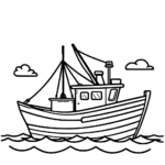 Aperçu du dessin bateau de pêche à imprimer