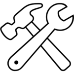 Aperçu du dessin émoji marteau et clé à imprimer