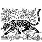 Aperçu du dessin léopard chassant à imprimer