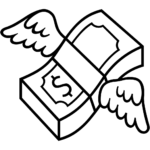 Aperçu du dessin émoji argent avec des ailes à imprimer