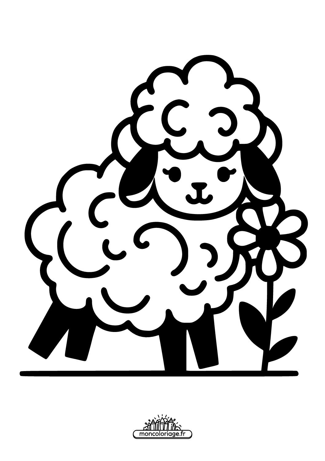 Mouton avec une fleur