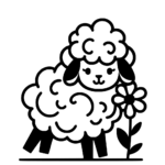 Aperçu du dessin mouton avec une fleur à imprimer